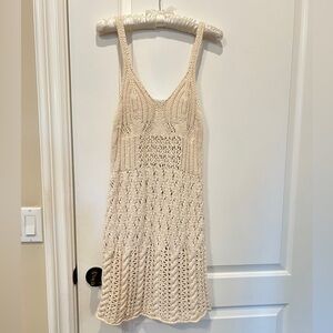Acne Studios Beige Kamillo Crochet Tank Mini Dress